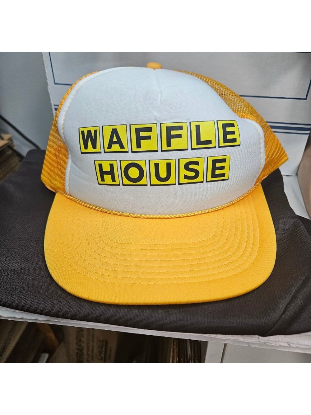 Waffle House Yellow & White Trucker Hat With Adjustable Snapback
